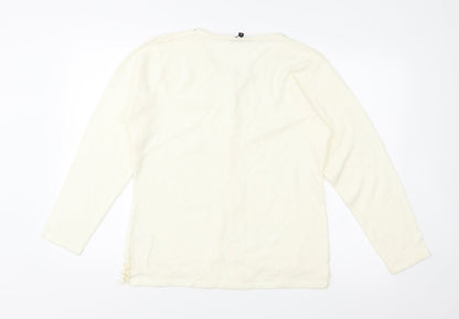 Image Womens Ivory  Knit Cardigan Jumper Size XL