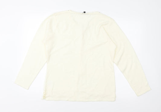 Image Womens Ivory  Knit Cardigan Jumper Size XL