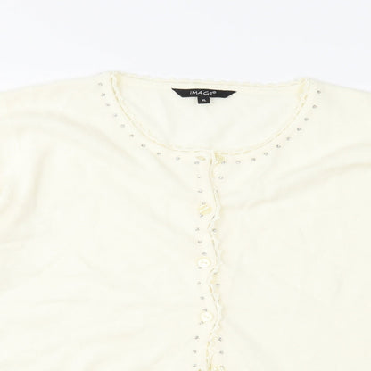 Image Womens Ivory  Knit Cardigan Jumper Size XL