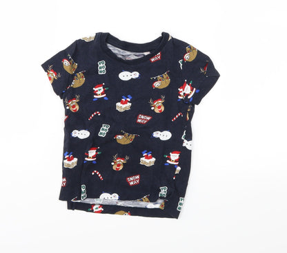 NEXT Baby Blue Geometric Jersey Basic T-Shirt Size 12-18 Months  - Xmas