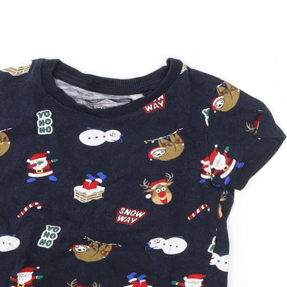 NEXT Baby Blue Geometric Jersey Basic T-Shirt Size 12-18 Months  - Xmas
