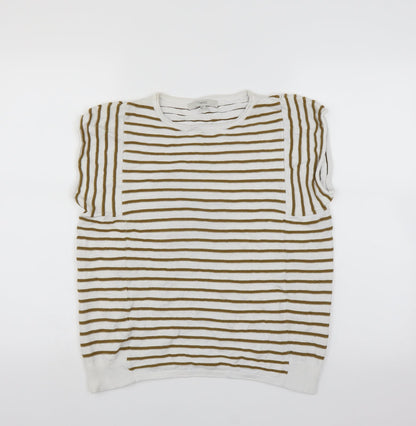 NEXT Womens White Striped  Pullover Jumper Size 14
