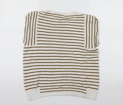 NEXT Womens White Striped  Pullover Jumper Size 14