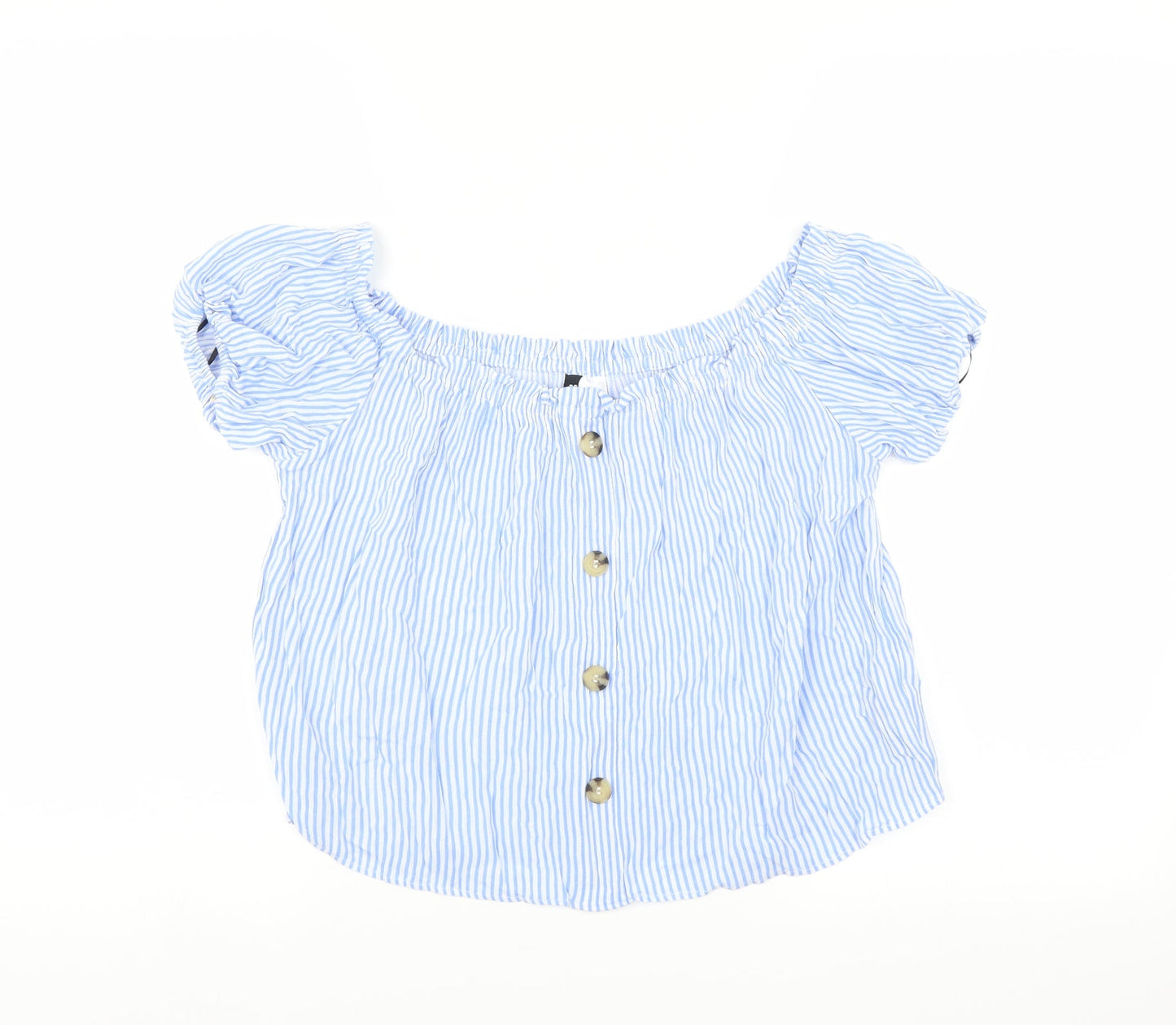 Divided by H&M Womens Blue Striped  Basic Blouse Size 6