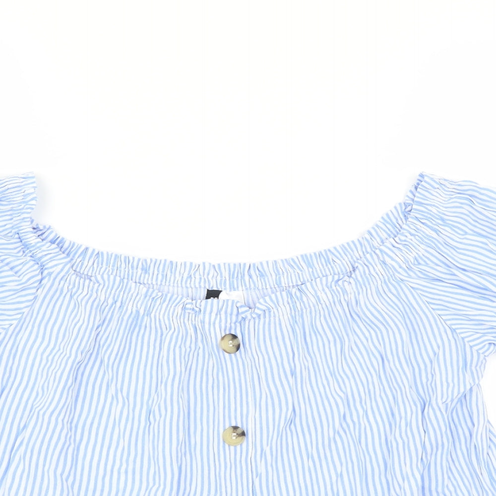 Divided by H&M Womens Blue Striped  Basic Blouse Size 6