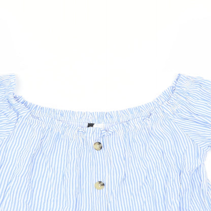 Divided by H&M Womens Blue Striped  Basic Blouse Size 6