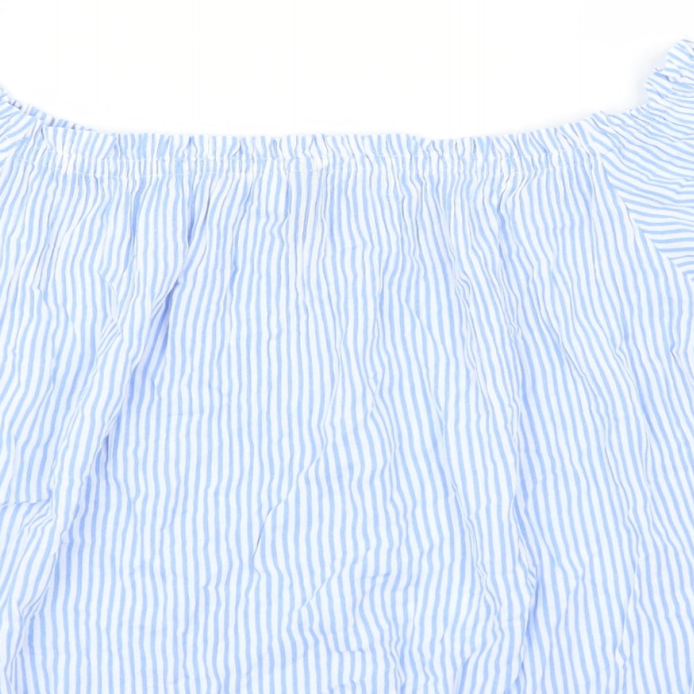 Divided by H&M Womens Blue Striped  Basic Blouse Size 6