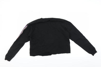 Primark Girls Black   Pullover Sweatshirt Size 14-15 Years  - cropped merci