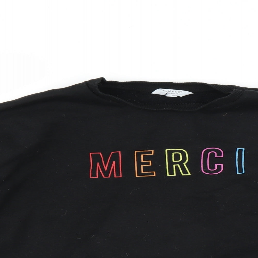 Primark Girls Black   Pullover Sweatshirt Size 14-15 Years  - cropped merci