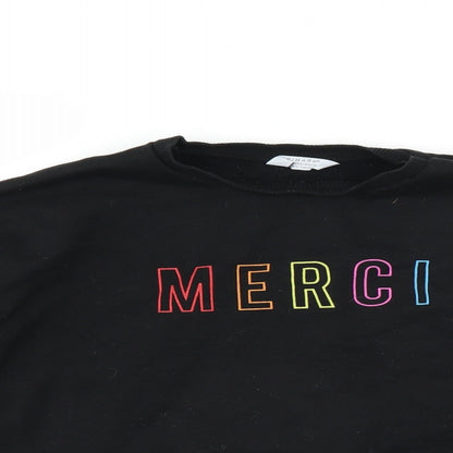 Primark Girls Black   Pullover Sweatshirt Size 14-15 Years  - cropped merci