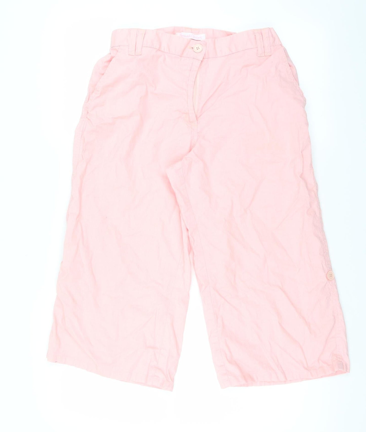 Womens UK Size 14 Casual Comfort Regular Fit Cropped Pink Trousers