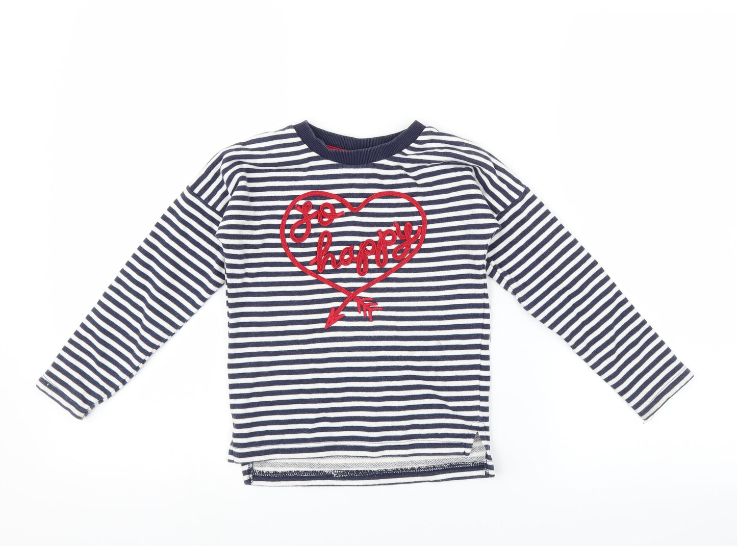 Sainsburys Boys Blue Striped  Pullover Sweatshirt Size 6 Years  - so happy
