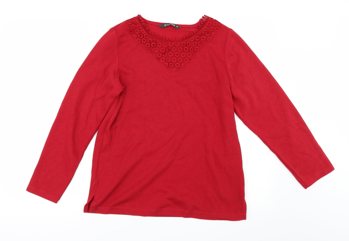 Womens UK Size XS Bonmarché Red Basic T-Shirt