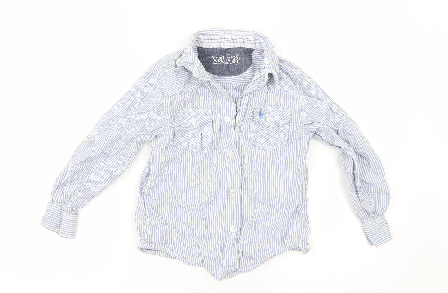 Primark Boys Black Striped  Basic Button-Up Size 5-6 Years