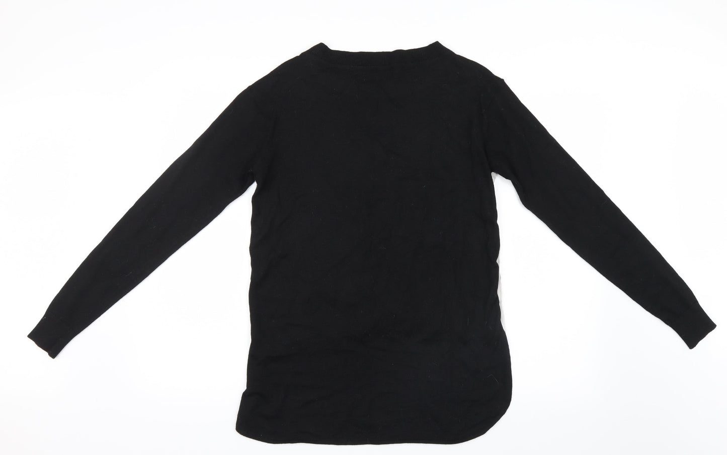 Womens UK Size XS Cream Black Basic T-Shirt