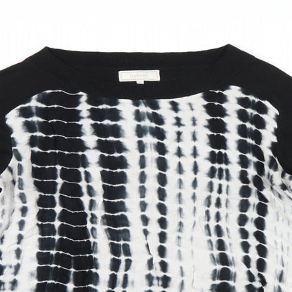 Womens UK Size XS Cream Black Basic T-Shirt