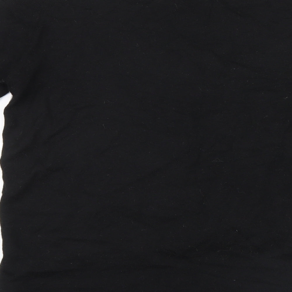 Womens UK Size XS Cream Black Basic T-Shirt