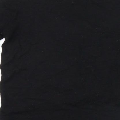 Womens UK Size XS Cream Black Basic T-Shirt