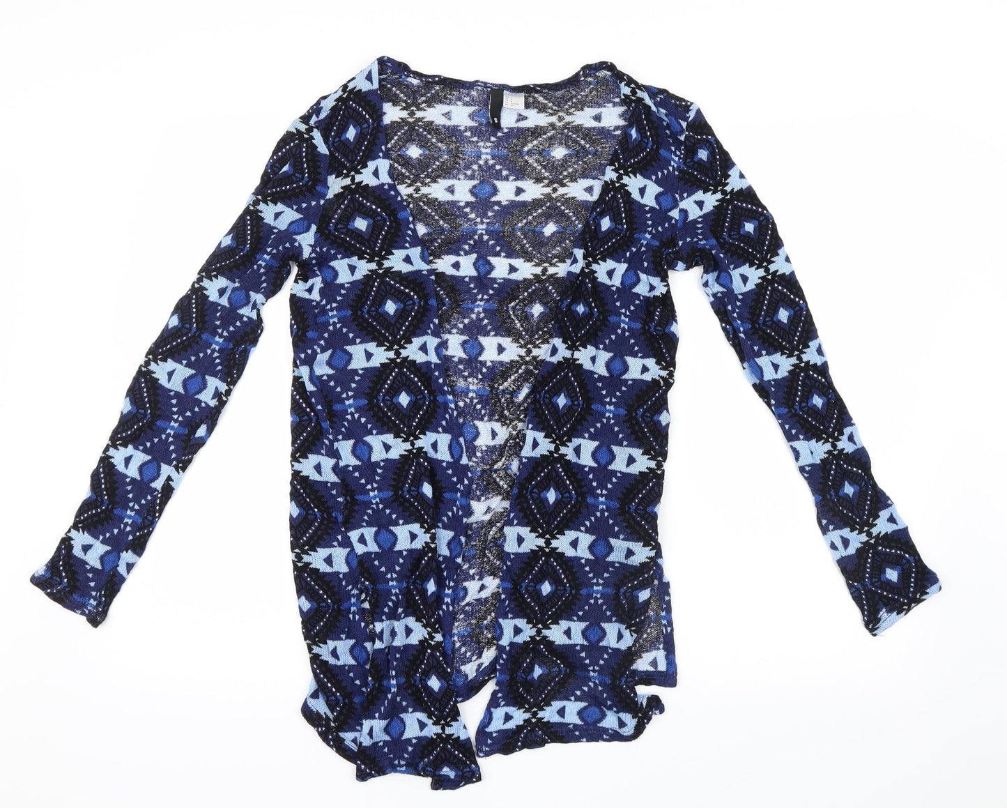 Divided by H&M Womens Blue Geometric Knit Cardigan Jumper Size 6