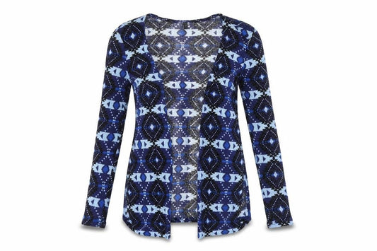 Divided by H&M Womens Blue Geometric Knit Cardigan Jumper Size 6