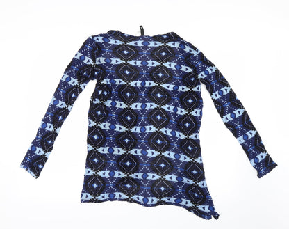 Divided by H&M Womens Blue Geometric Knit Cardigan Jumper Size 6