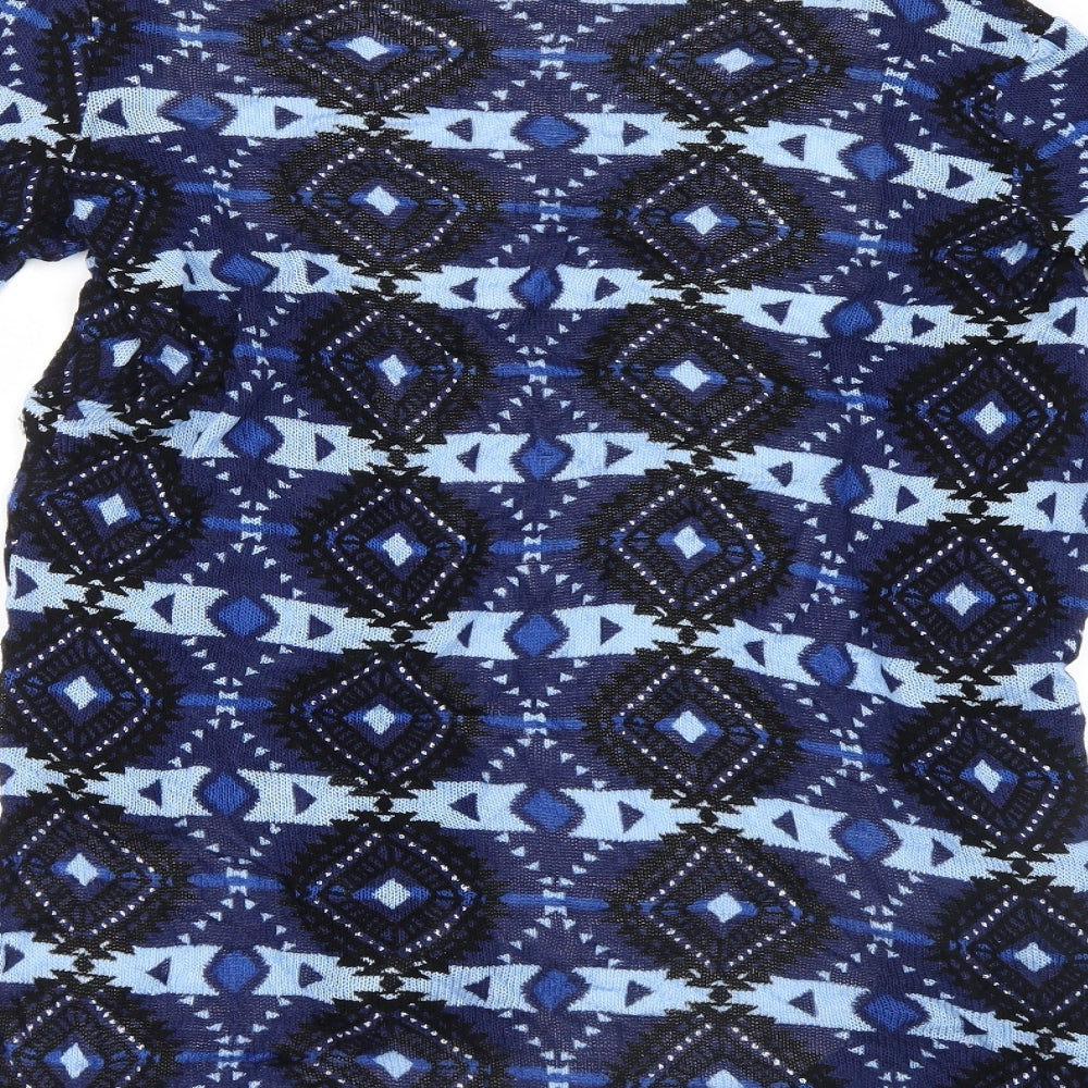 Divided by H&M Womens Blue Geometric Knit Cardigan Jumper Size 6