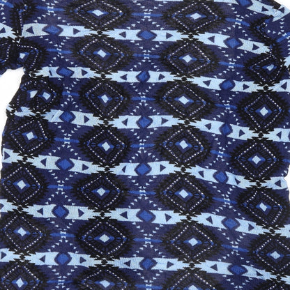 Divided by H&M Womens Blue Geometric Knit Cardigan Jumper Size 6