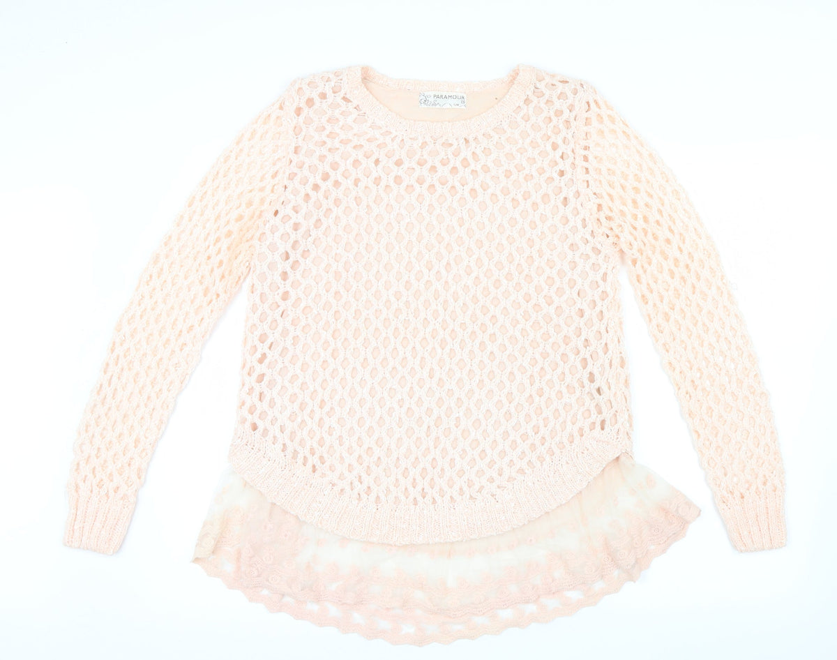 Paramour Womens Pink  Knit Pullover Jumper Size S