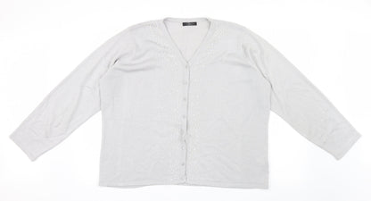 Bm  Womens Silver  Knit Cardigan Jumper Size L