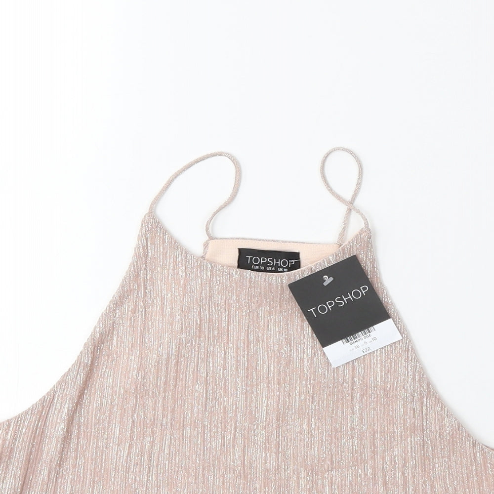 Womens UK Size 10 Topshop Pink Basic Tank