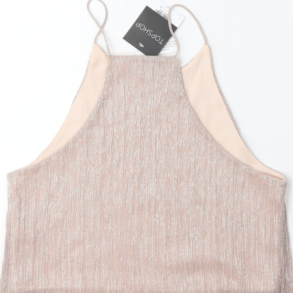 Womens UK Size 10 Topshop Pink Basic Tank