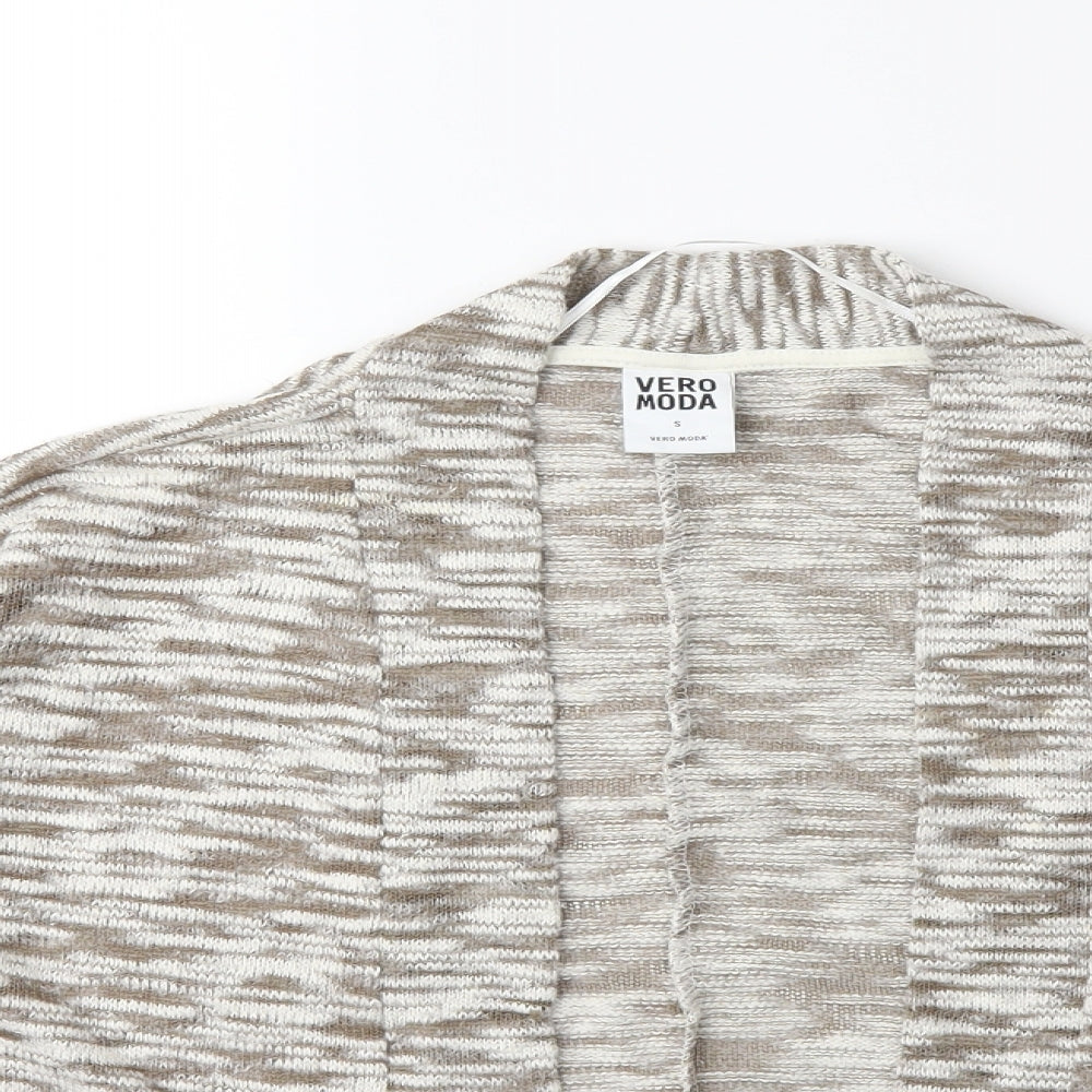 VERO MODA Womens White Animal Print Knit Cardigan Jumper Size S