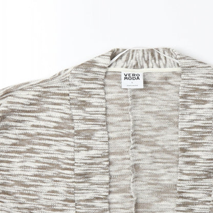 VERO MODA Womens White Animal Print Knit Cardigan Jumper Size S