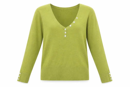 Femme Womens Green  Knit Pullover Jumper Size L