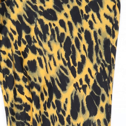 Topshop Womens Yellow Animal Print  Bodycon  Size 6