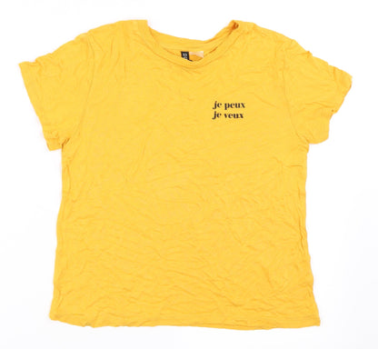 Womens UK Size S H&M Yellow Basic T-Shirt