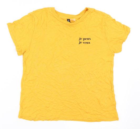 Womens UK Size S H&M Yellow Basic T-Shirt