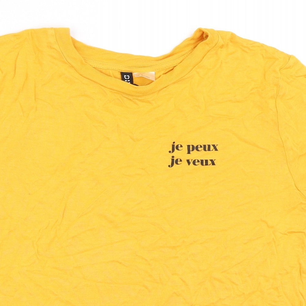 Womens UK Size S H&M Yellow Basic T-Shirt