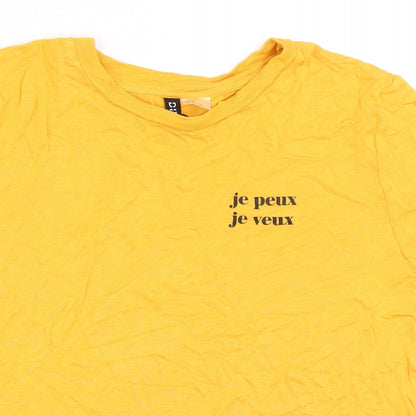 Womens UK Size S H&M Yellow Basic T-Shirt