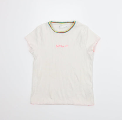 M&S Girls White   Ringer T-Shirt Size 10-11 Years