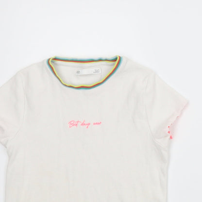 M&S Girls White   Ringer T-Shirt Size 10-11 Years