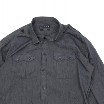 Womens UK Size 16 Cedar Wood State Blue Basic Button-Up