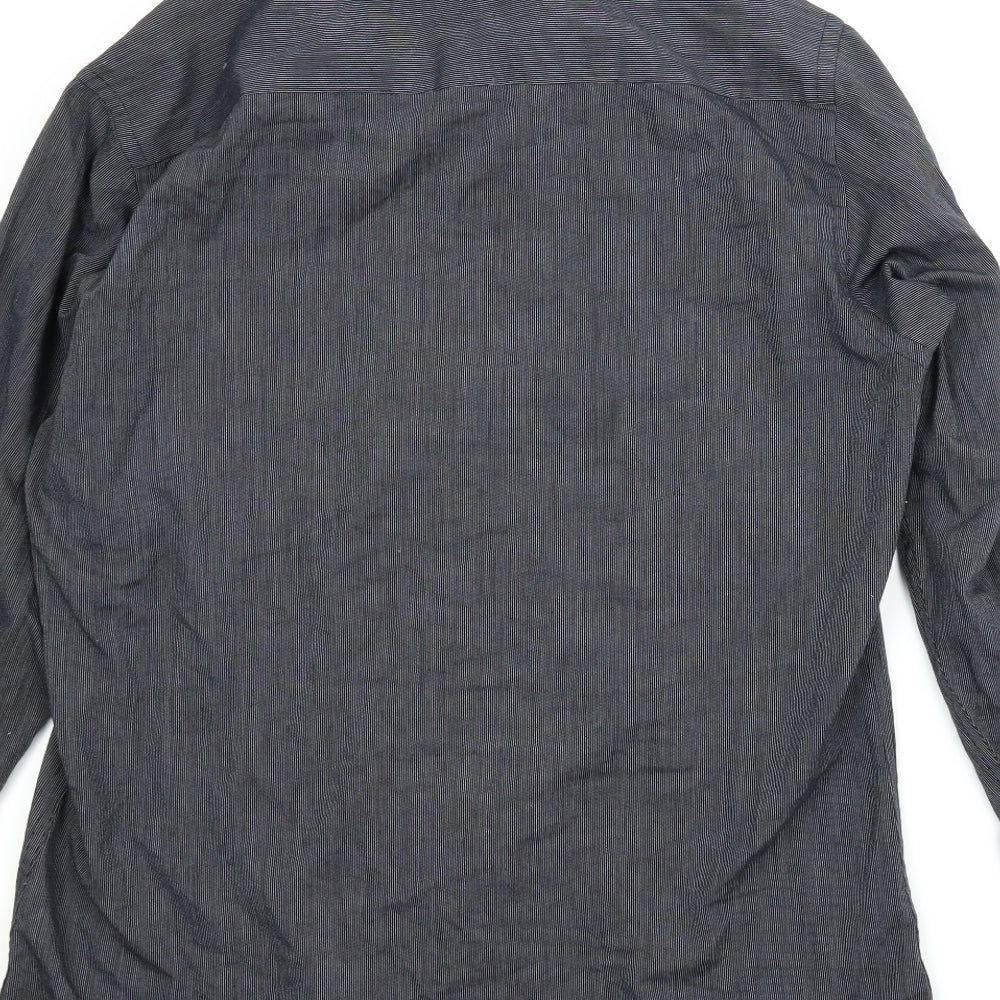 Womens UK Size 16 Cedar Wood State Blue Basic Button-Up