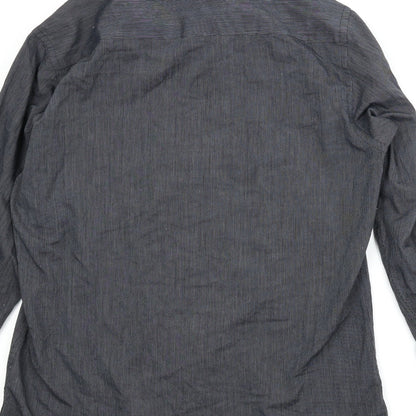 Womens UK Size 16 Cedar Wood State Blue Basic Button-Up