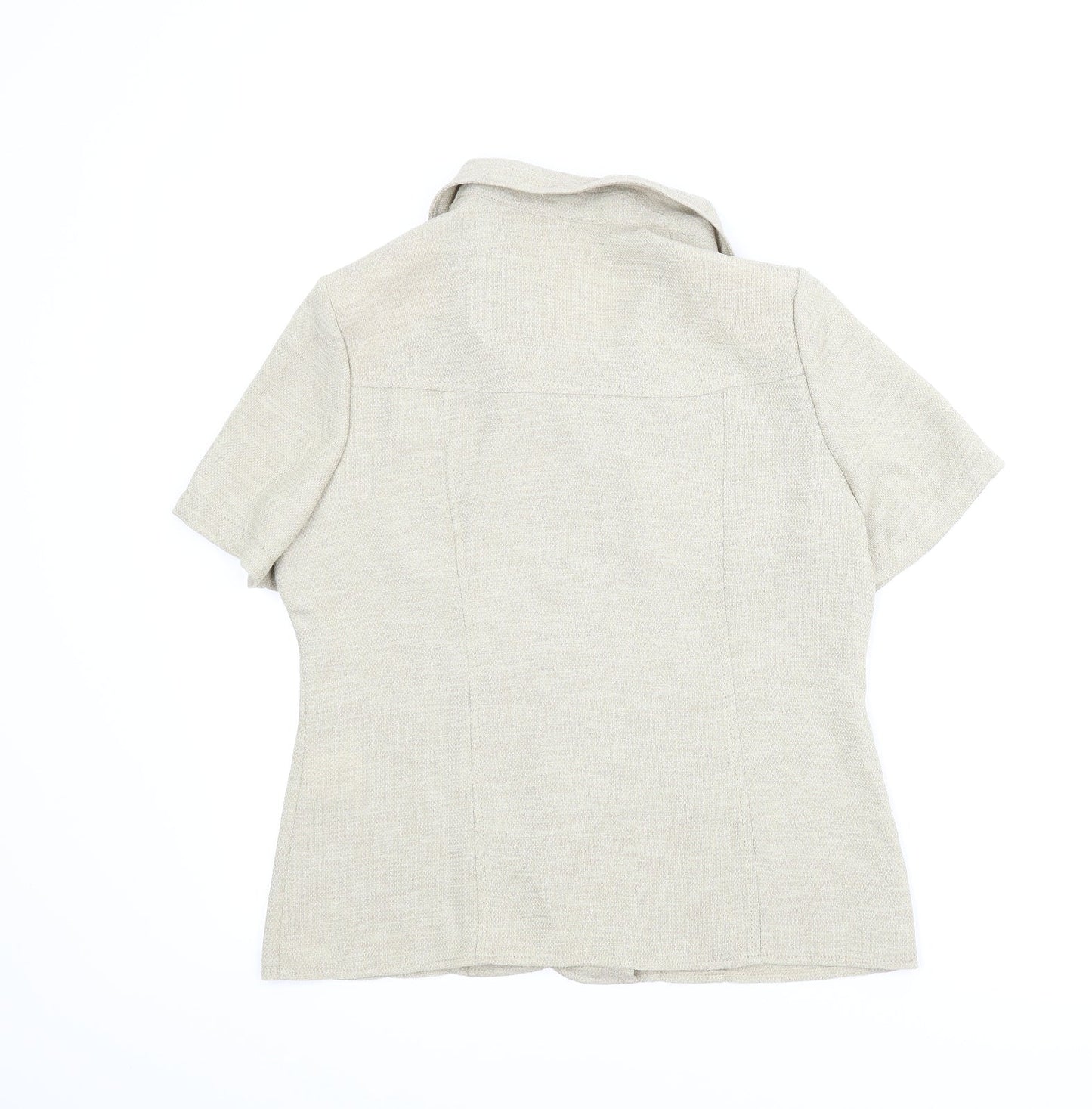 Womens UK Size 10 Preworn Beige Basic Button-Up