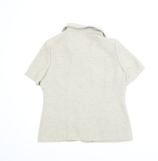 Womens UK Size 10 Preworn Beige Basic Button-Up