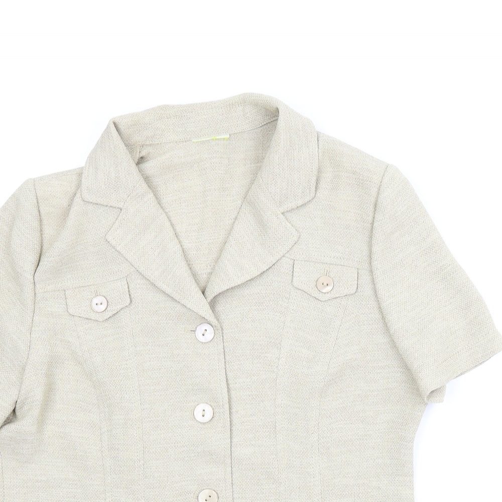 Womens UK Size 10 Preworn Beige Basic Button-Up