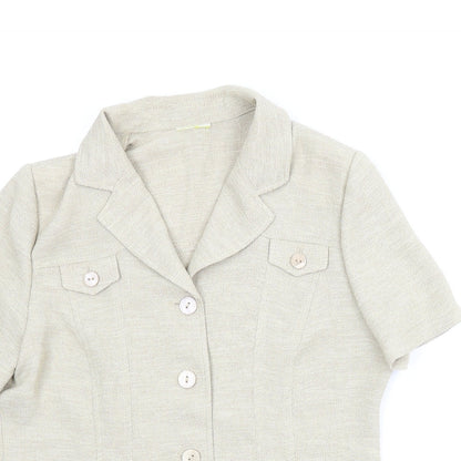 Womens UK Size 10 Preworn Beige Basic Button-Up