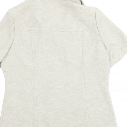 Womens UK Size 10 Preworn Beige Basic Button-Up