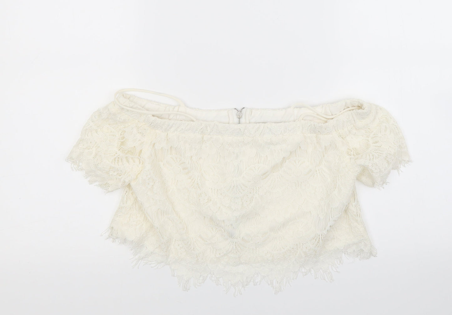 Womens UK Size 10 Topshop White Cropped Blouse